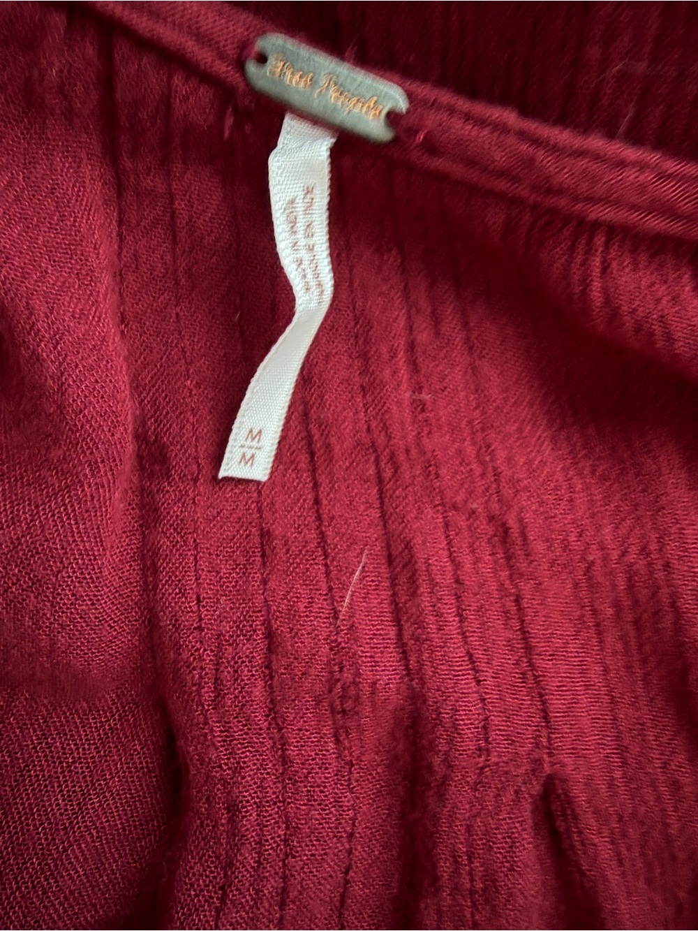 Free People Burgundy Button-Front Ruffle Mini Dress - Picture 3 of 5